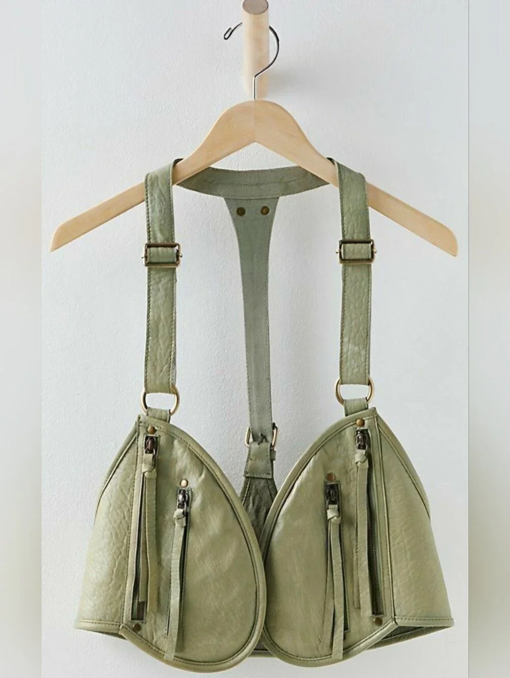 Rare Olive Free People Olympia Leather Harness Bag